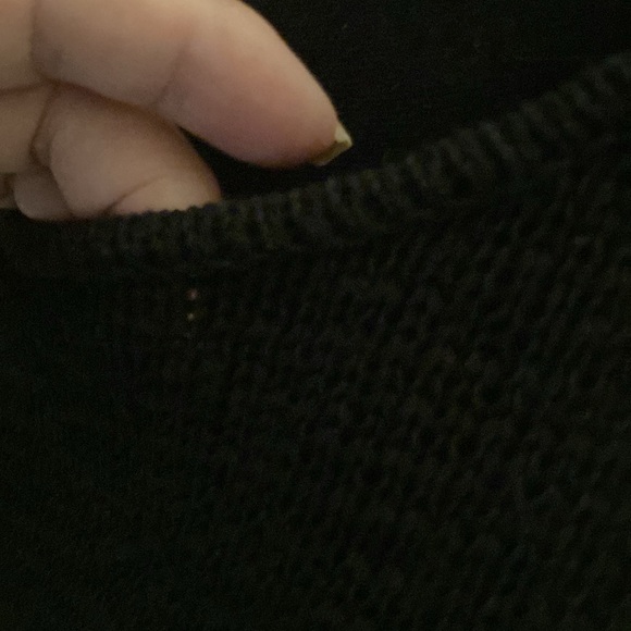 PeterNygard black thick sweater mini dress/top cuffed sleeved.sheer layer at end - Picture 6 of 8